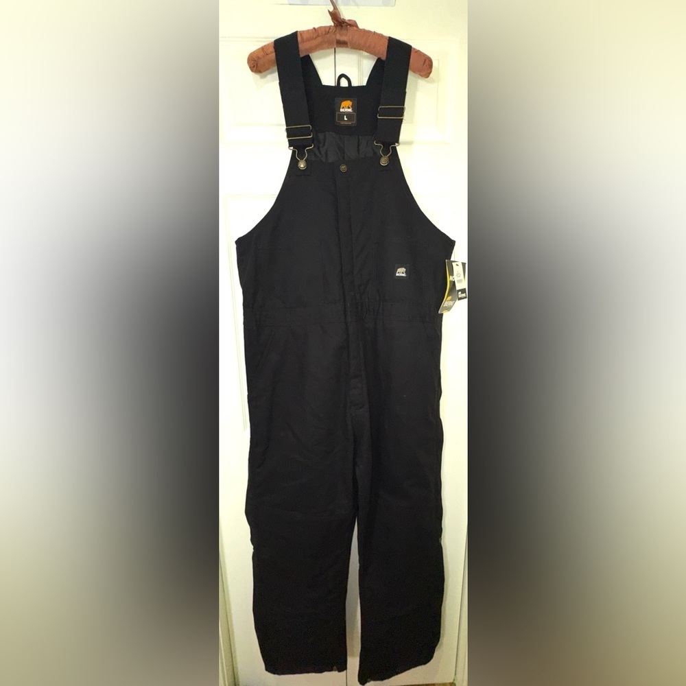 Berne B415BK Insulated Duck Bib Overalls Black Size L Regular NWT Workwear